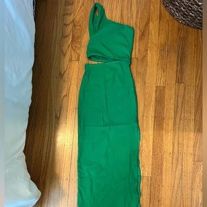 Lulus Green One Shoulder Cut Out Dress